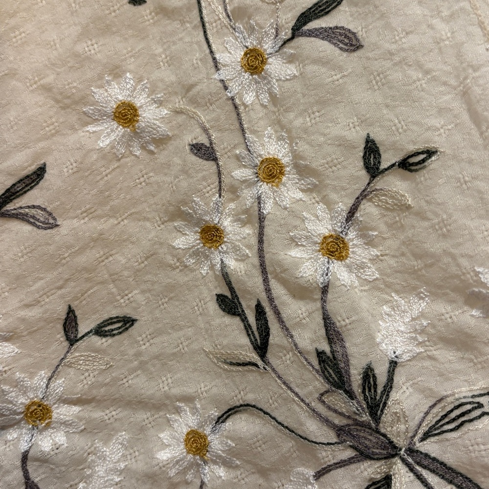 Embroidered Cream Floral Kimono Cover-Up - Picture 3 of 3
